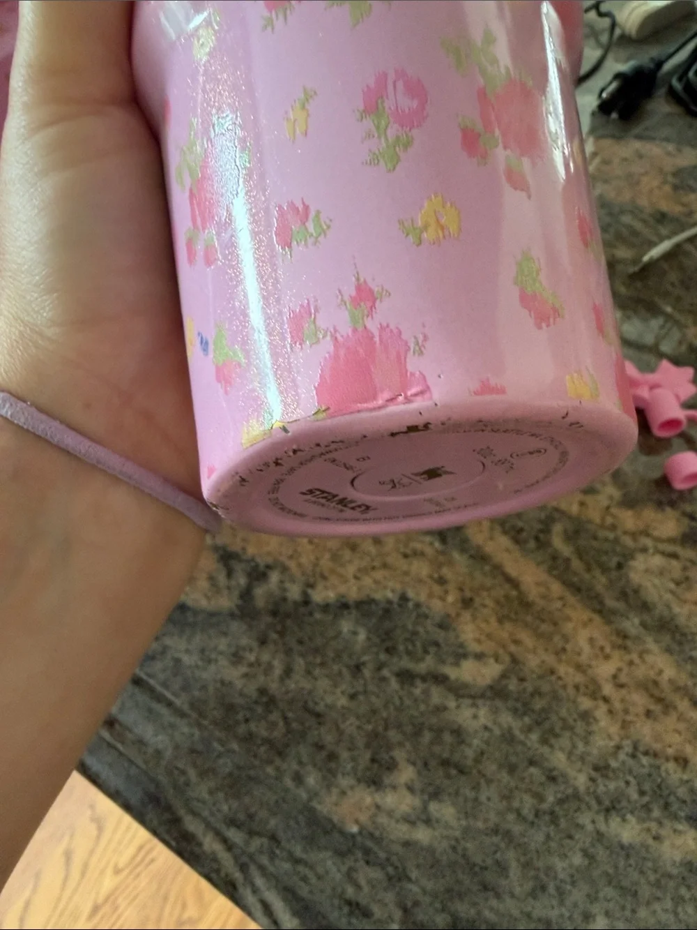 Love Shack Fancy Stanley Collab 30oz Pink Floral Tumbler with Bow Straw Topper - Picture 3 of 14